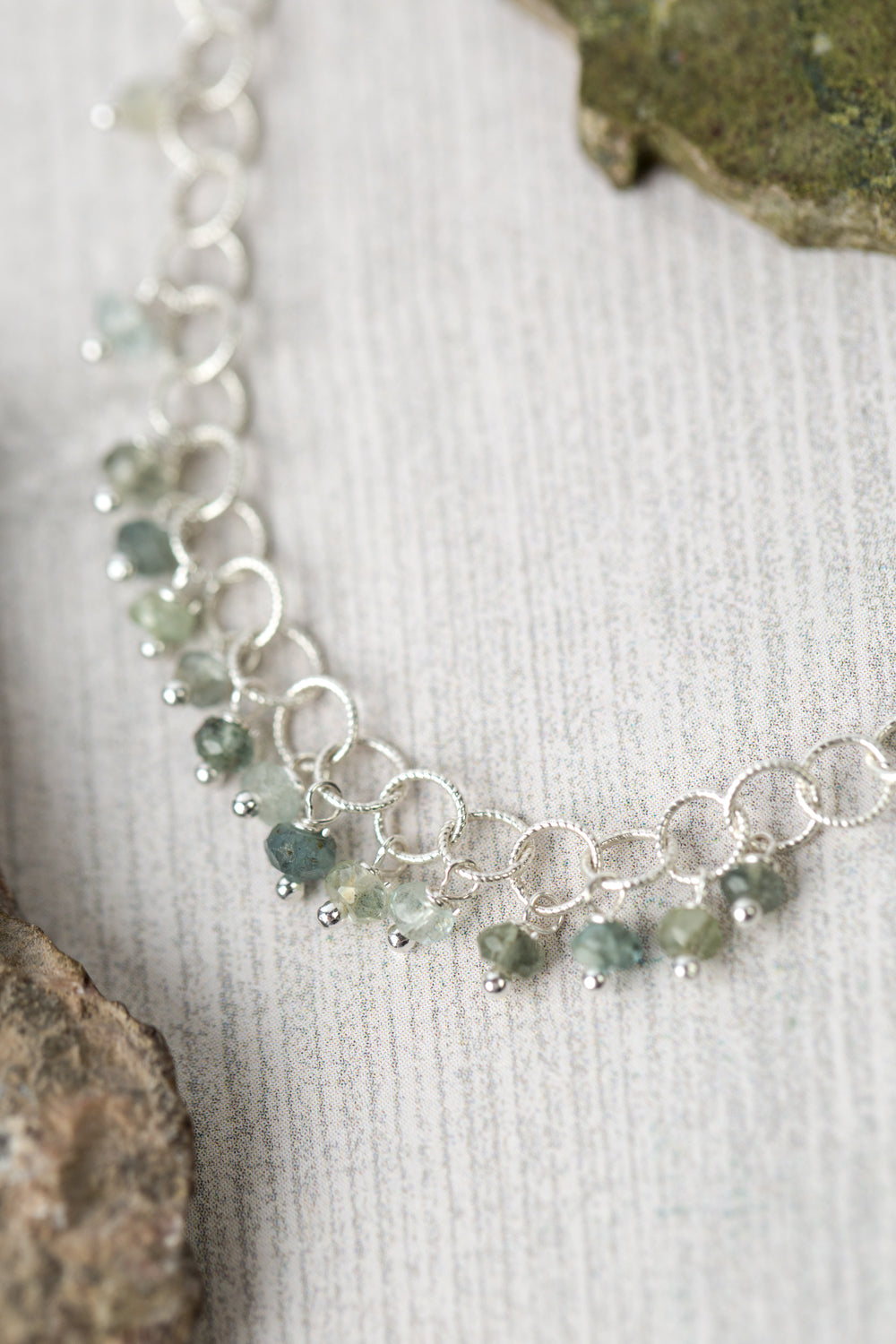 Resilience 22-24" Green Moss Aquamarine Simple Layer Necklace