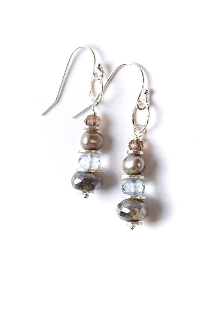Resilience Topaz, Labradorite, Smoky Quartz Stacked Dangle Earrings (limited)
