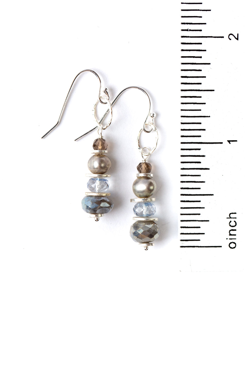 Resilience Topaz, Labradorite, Smoky Quartz Stacked Dangle Earrings (limited)