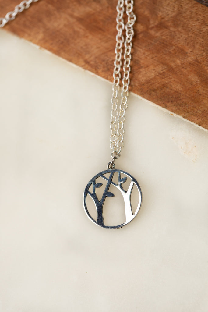 Tree of Life Sterling Silver Trinity Knot Necklace