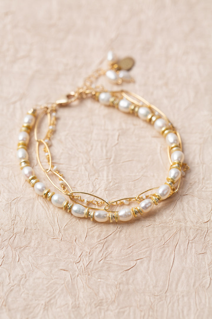 Serenity 7.5-8.5" Gold Pearl Multistrand Bracelet