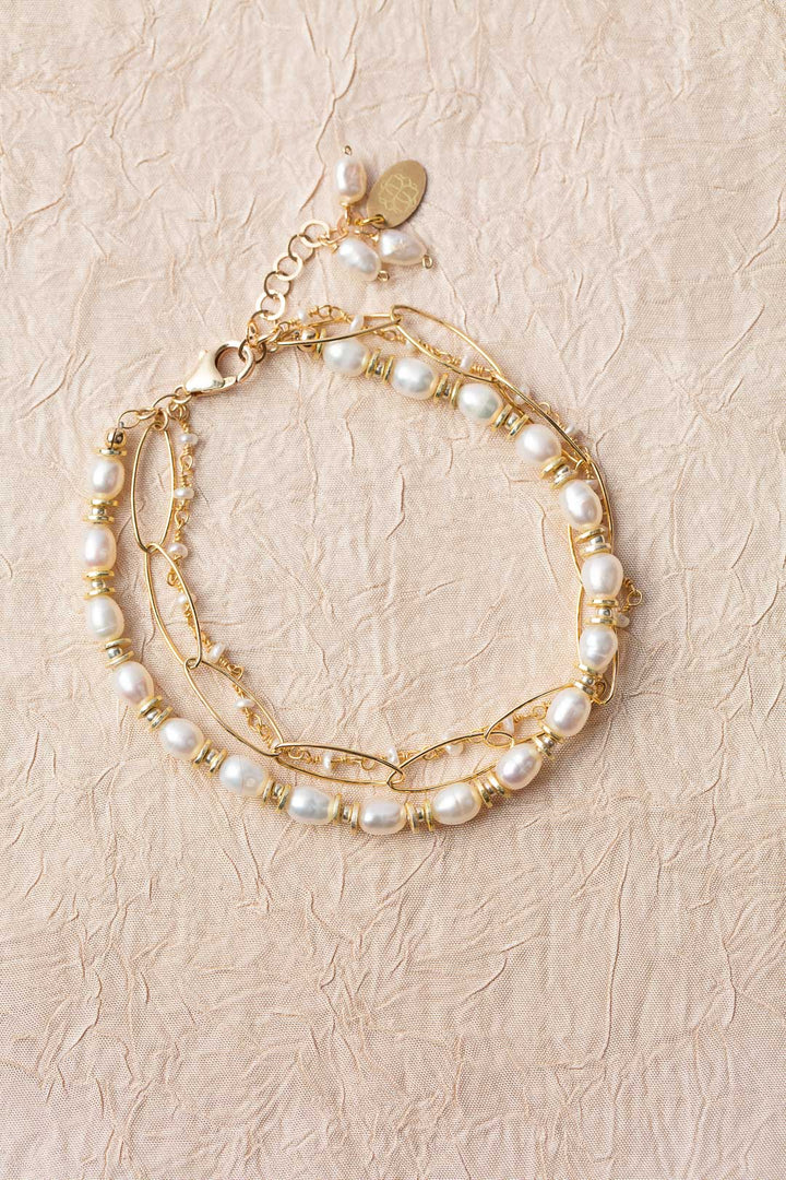 Serenity 7.5-8.5" Gold Pearl Multistrand Bracelet