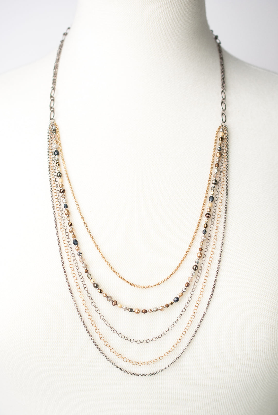 Silver & Gold 26.5-28.5" Fine Multistrand Necklace (limited)
