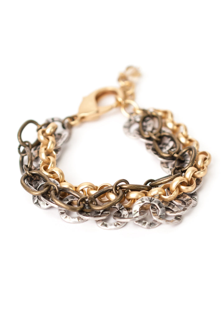 Silver & Gold 7.5-8.5" Chunky Multistrand Bracelet