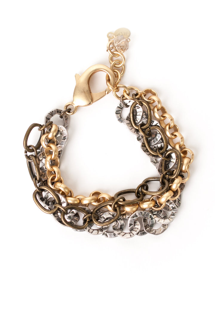 Silver & Gold 7.5-8.5" Chunky Multistrand Bracelet