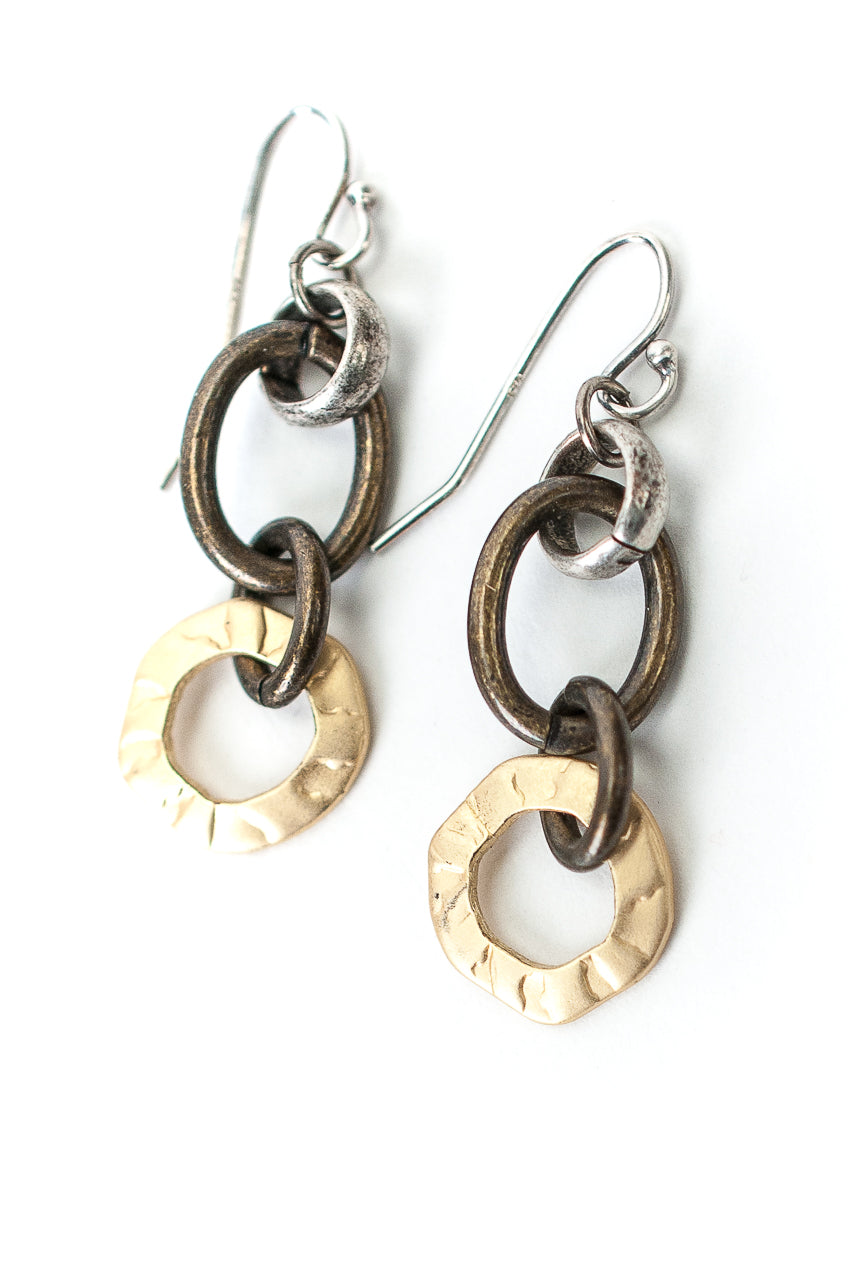 Silver & Gold Simple Dangle Hoop Earrings