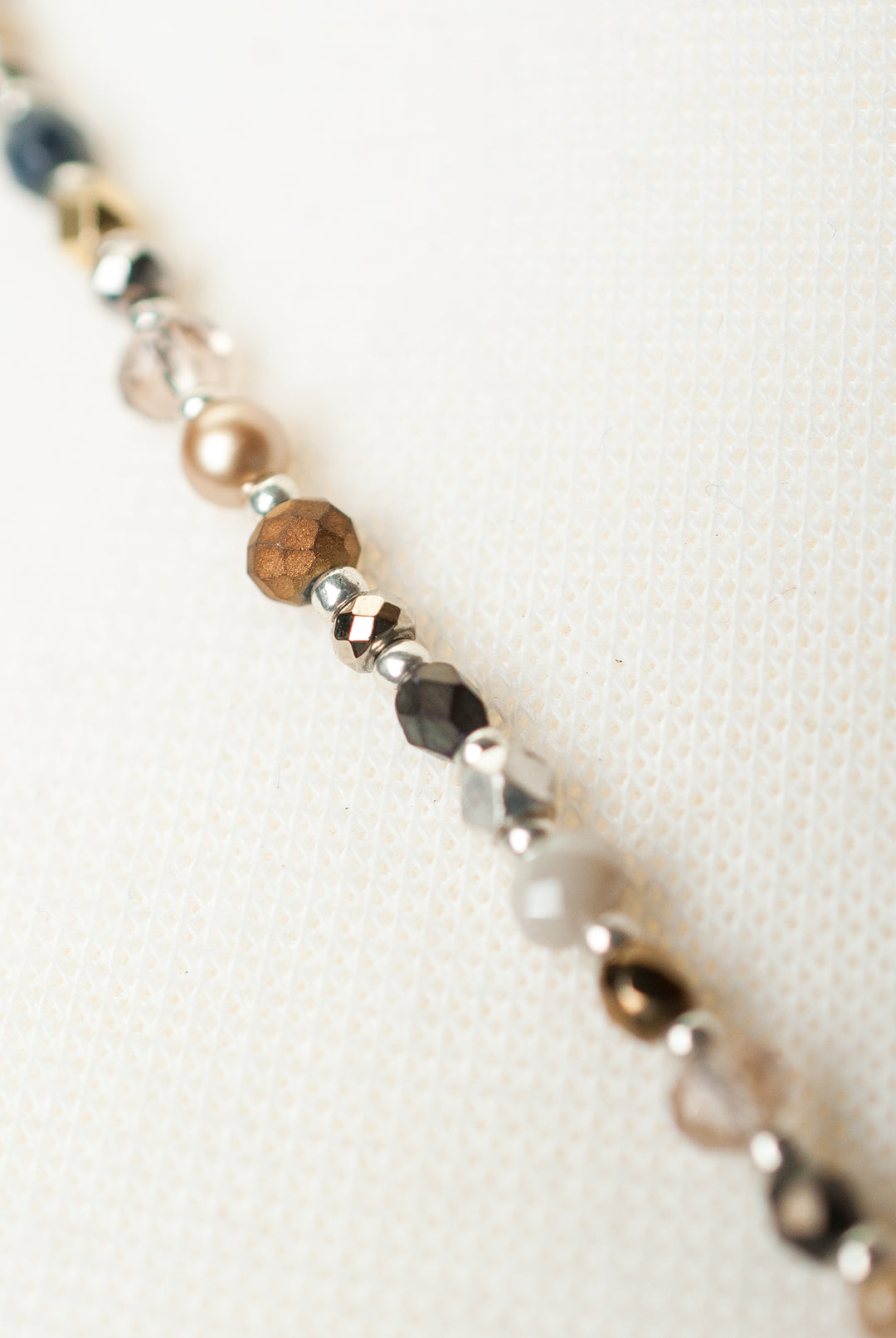 Silver & Gold 17-19" Herringbone Pendant Collage Necklace