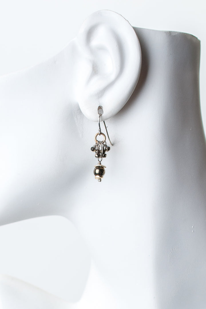 Silver & Gold Pyrite Cluster Earrings