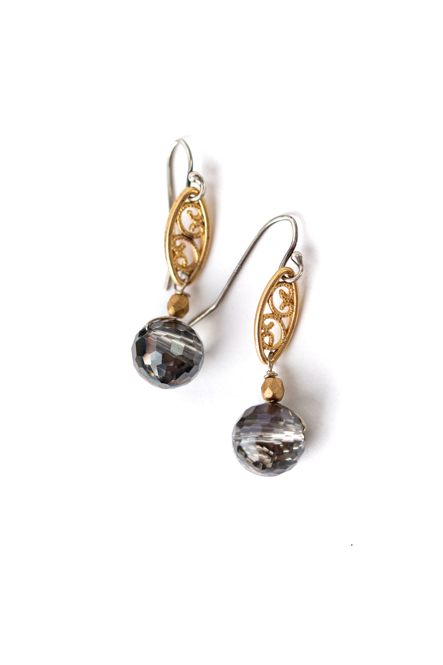 Silver & Gold Czech Glass Filigree Dangle Earrings (limited)