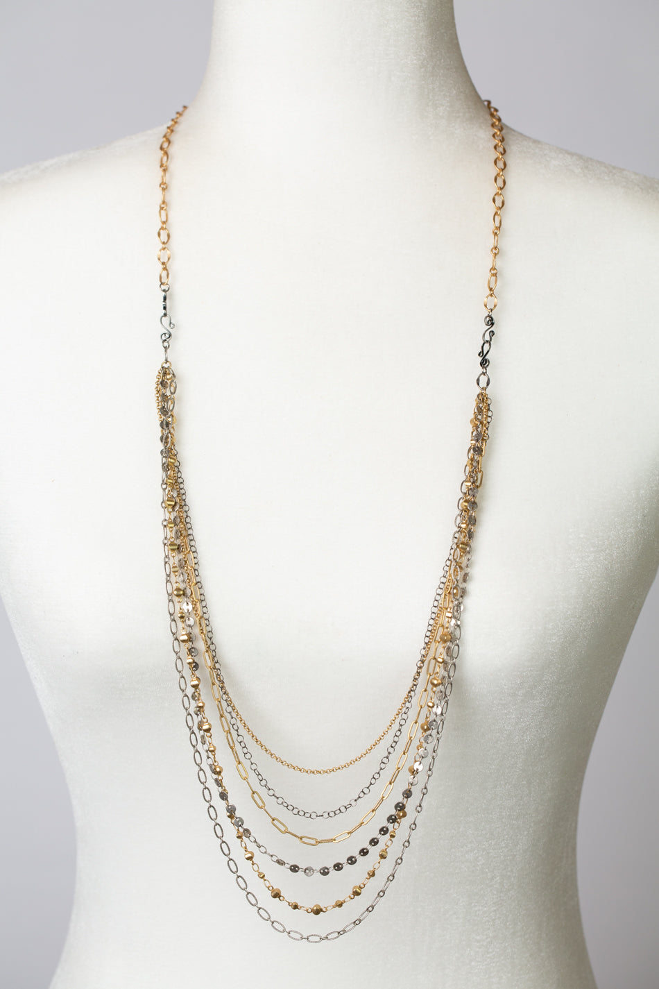 Silver & Gold 16.5 or 33.25" Multistrand Necklace