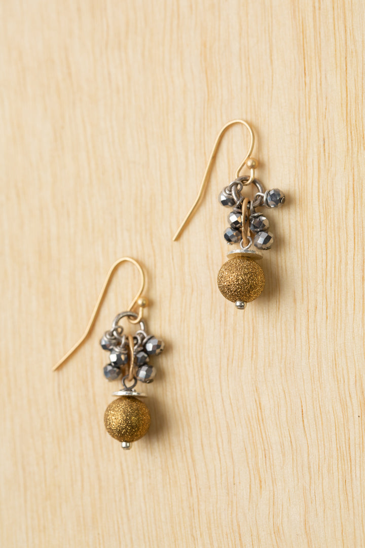 Silver & Gold Crystal Cluster Earrings (limited)