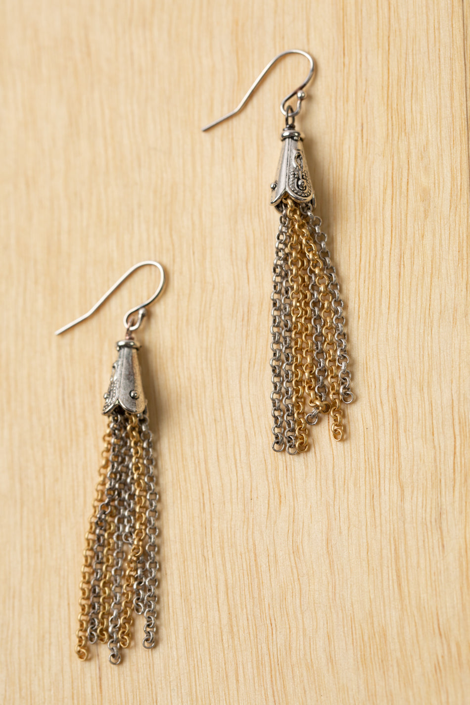 Silver & Gold Tassel Earrings