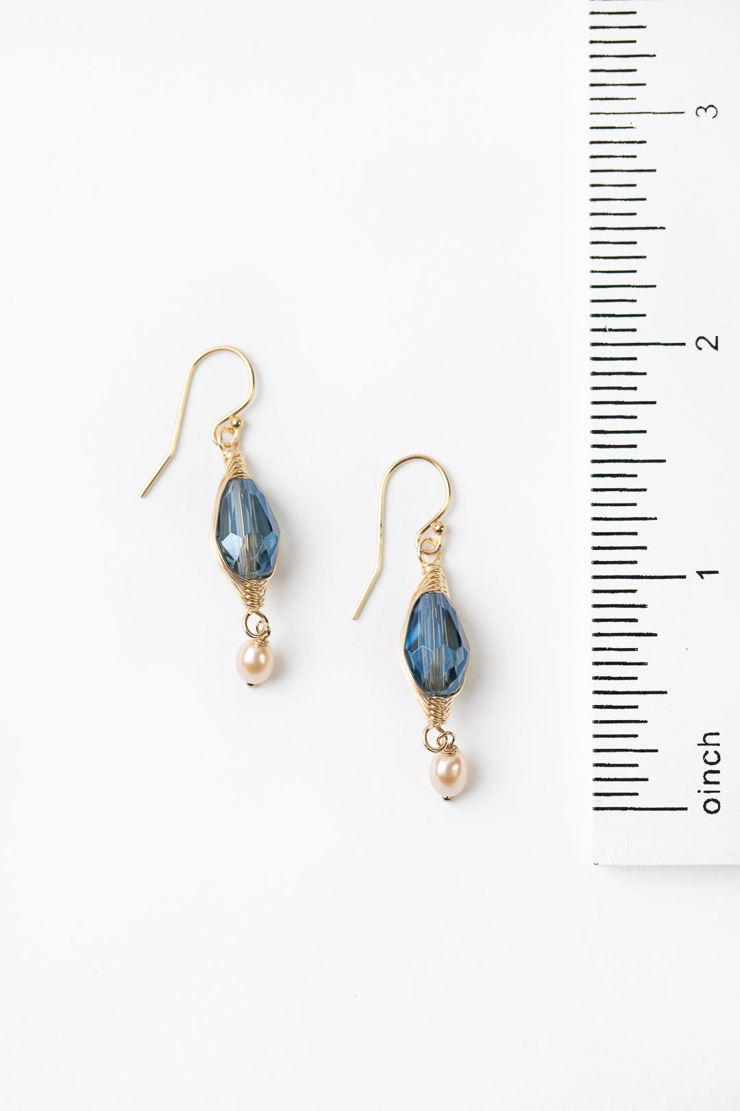 Starry Night Freshwater Pearl With Crystal Herringbone Earrings