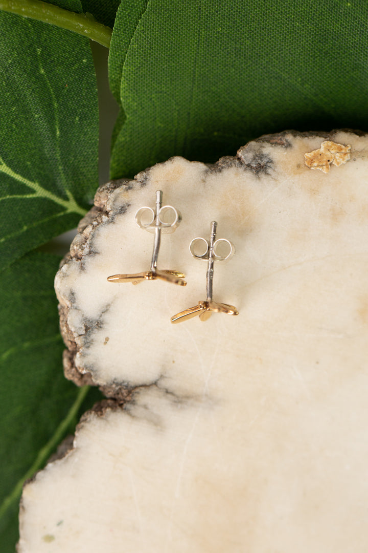 Sentiment Simple Gold Post Dragonfly Earrings