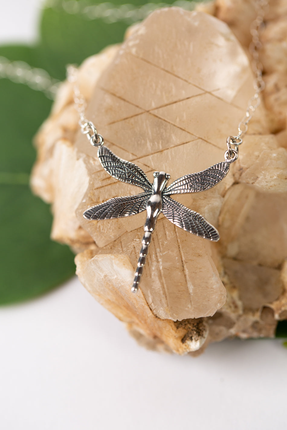 Sentiment 17.25-19.25" Silver Dragonfly Simple Necklace