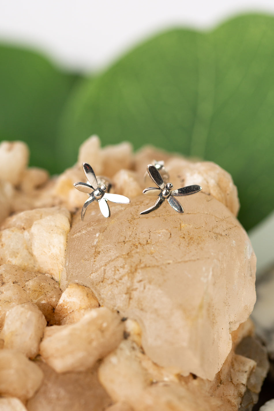 Sentiment Simple Silver Post Dragonfly Earrings