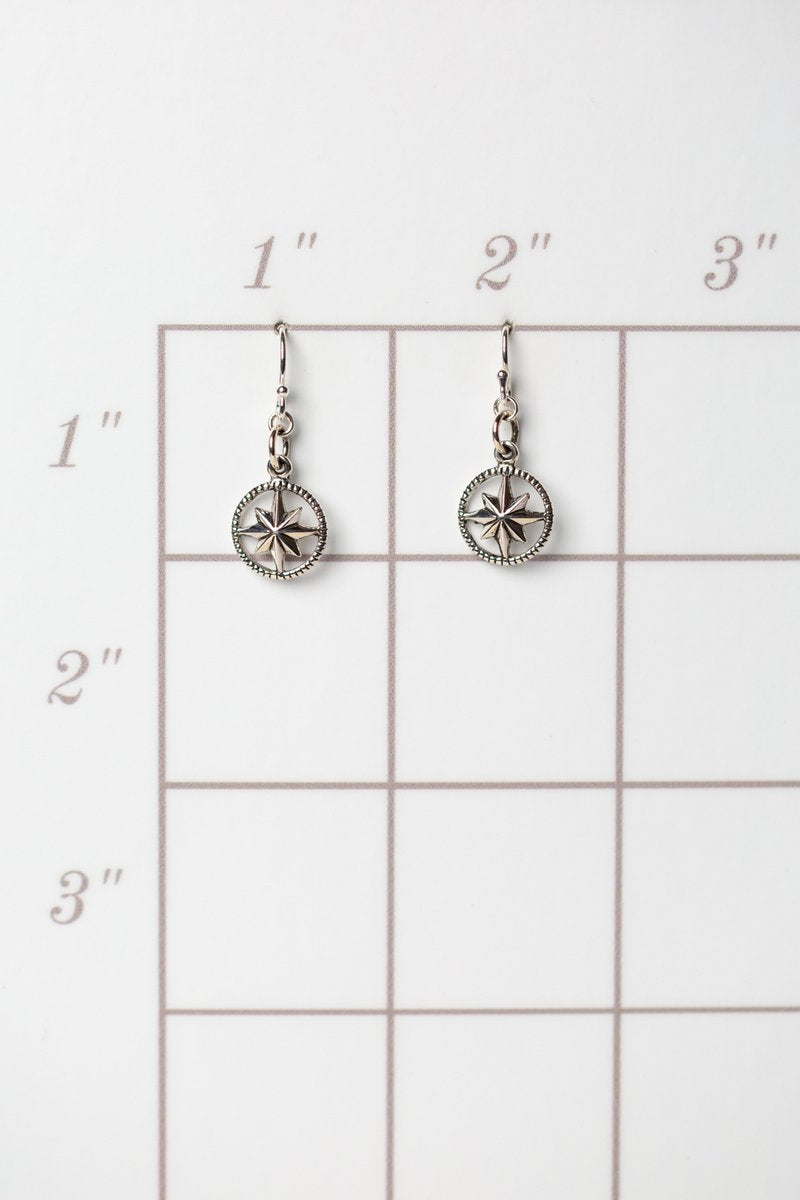 Sentiment Simple Compass Earrings