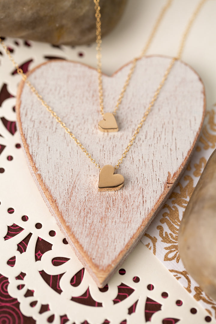 Sentiment 16-18" and 14-16" Natural Bronze Heart Simple Necklaces
