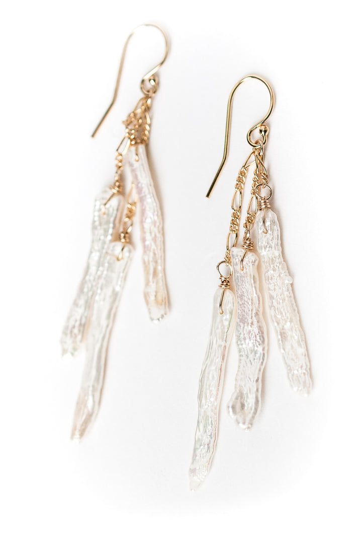 Serenity Pearl Cluster Tassel Earrings
