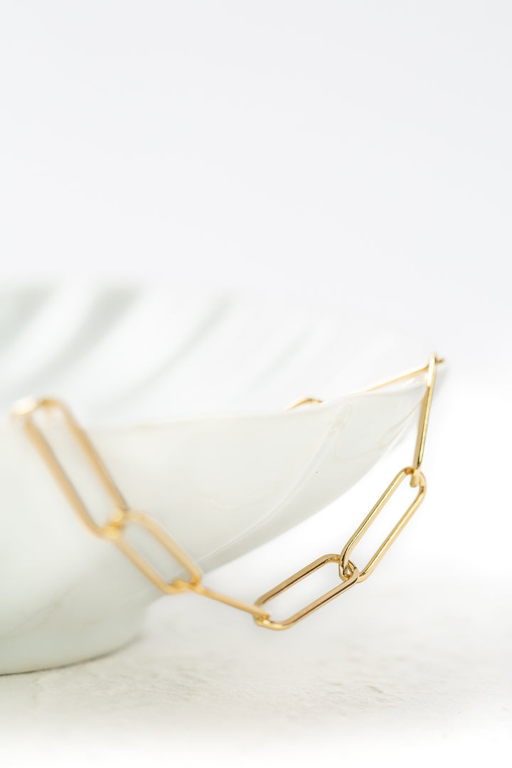 Simplicity 8" Gold Paperclip Simple Bracelet