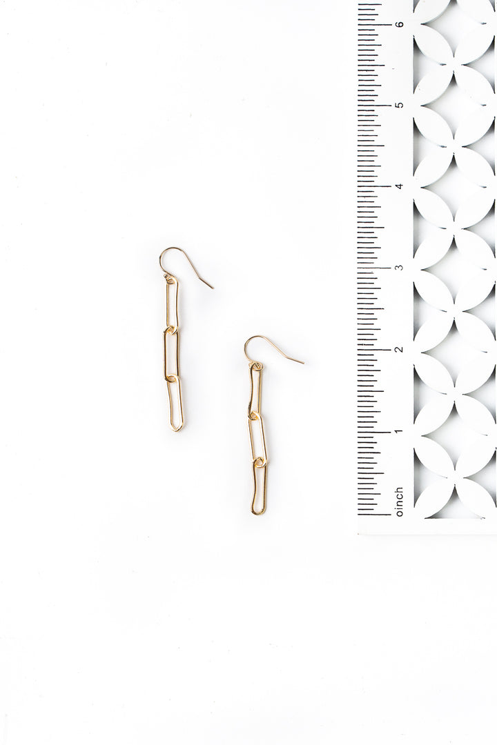 Simplicity Gold Longer Paperclip Simple Earrings