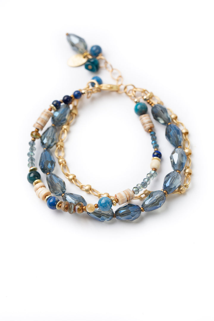 Starry Night 7.5-9" Lapis, Apatite Multistrand Bracelet
