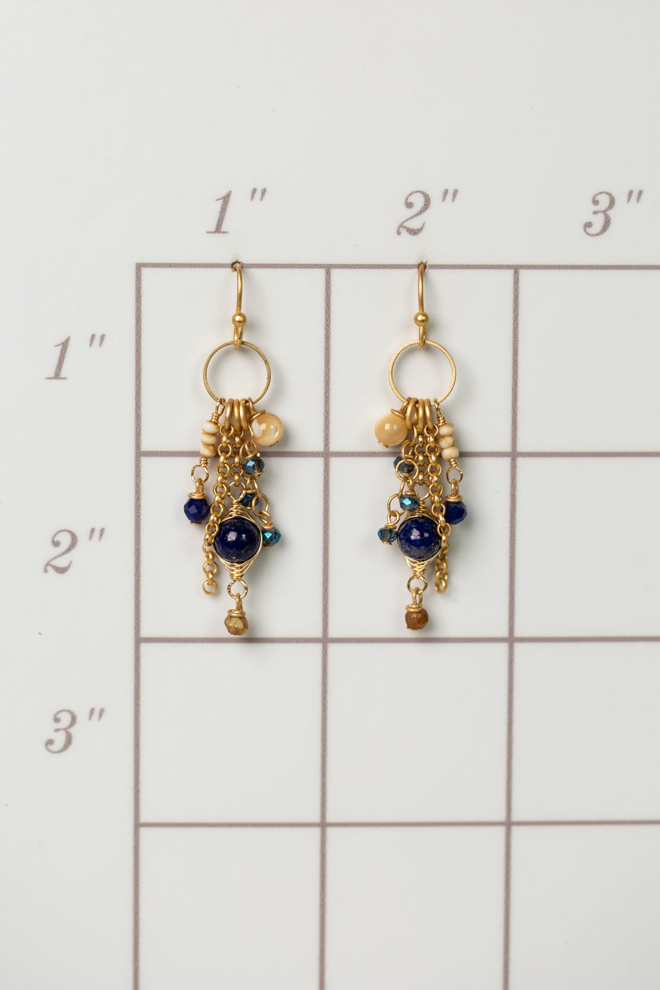 Starry Night Mother Of Pearl, Blue Crystal Tassel Earrings