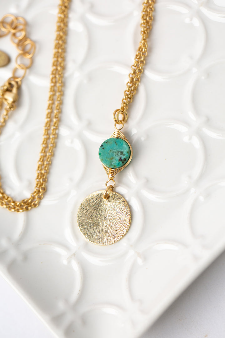 Tranquil Gardens 17-19" African Turquoise Matte Gold Focal Necklace