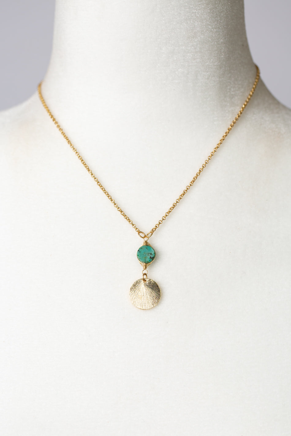 Tranquil Gardens 17-19" African Turquoise Matte Gold Focal Necklace