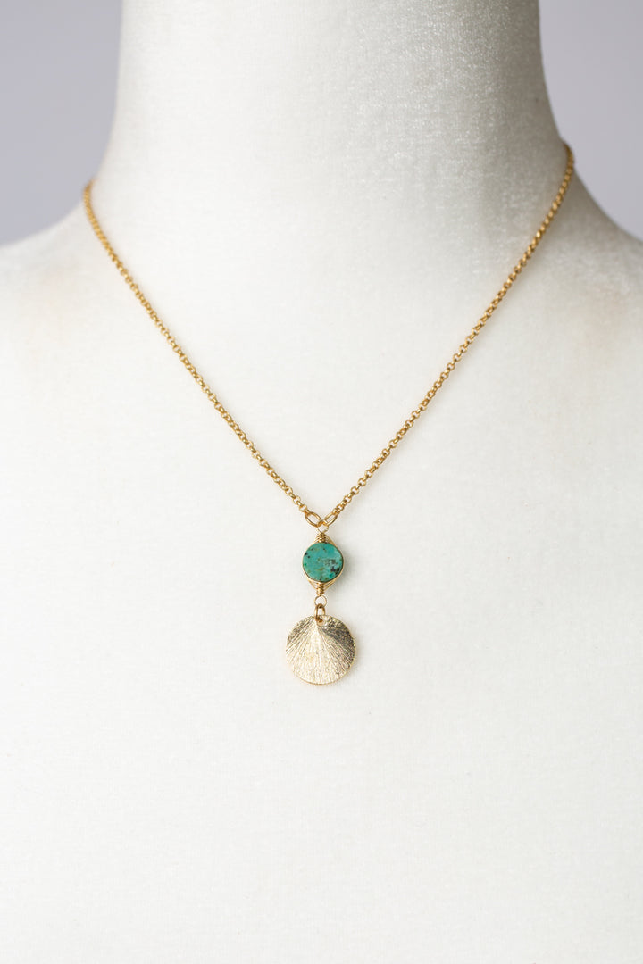 Tranquil Gardens 17-19" African Turquoise Matte Gold Focal Necklace