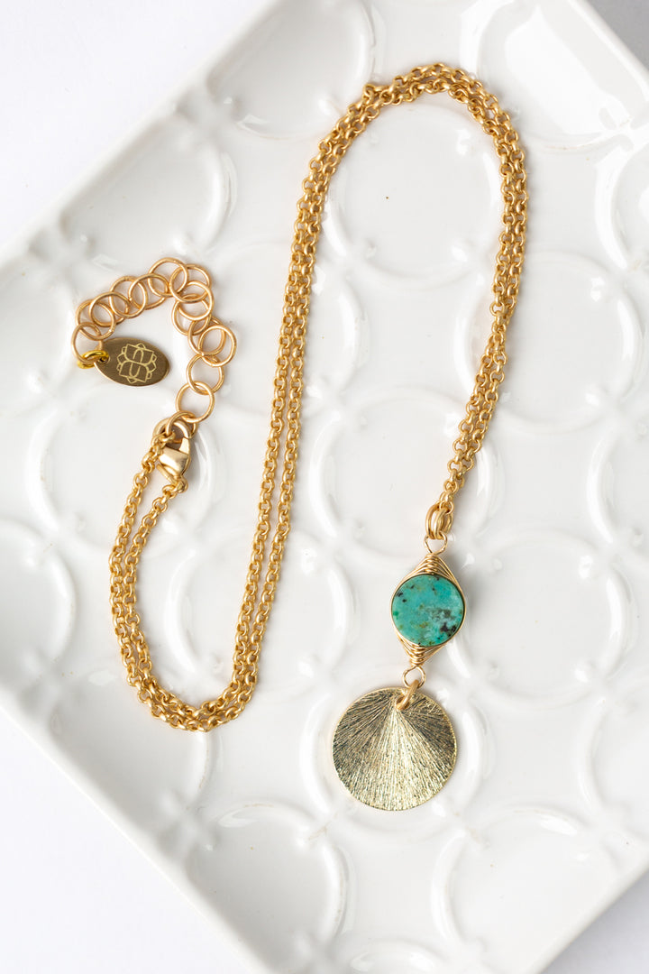 Tranquil Gardens 17-19" African Turquoise Matte Gold Focal Necklace