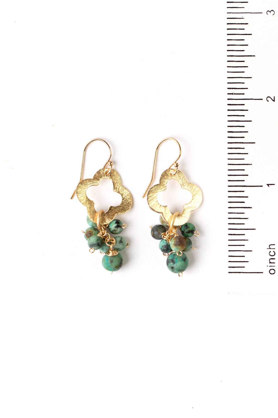 Tranquil Gardens African Turquoise Cluster Dangle Earrings