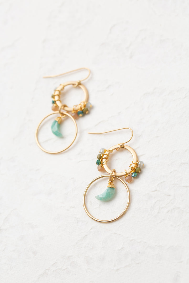 Waterfall Czech Glass, Crystal With Amazonite Statement Earrings