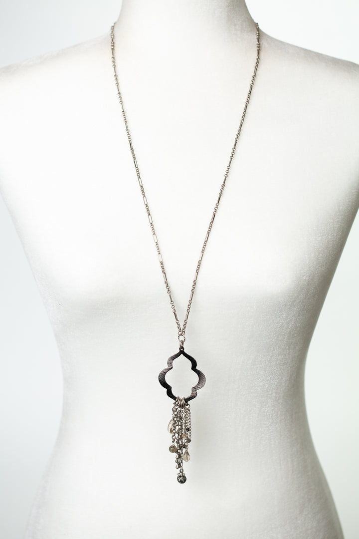 Windsor Castle 31 or 38.5" Crystal, Labradorite, Czech Glass Tassel Necklace